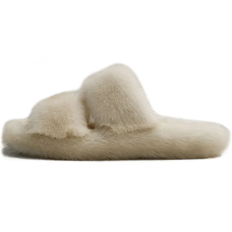 Designer Woman Flat New Slippers Real Mink Fur Slippers Women\'s Shoes Casual Comfort Non Slip Slippers Women\'s Shoes Summer