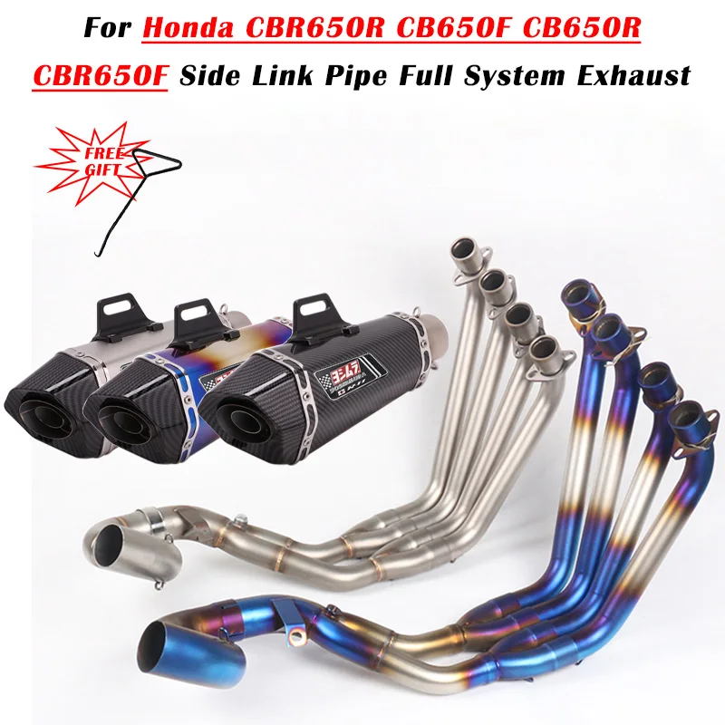 

Slip On For Honda CBR650 CBR650R CB650F Motorcycle Exhaust Escape Full System Front Mid Modified Muffler Carbon Fiber Silencer