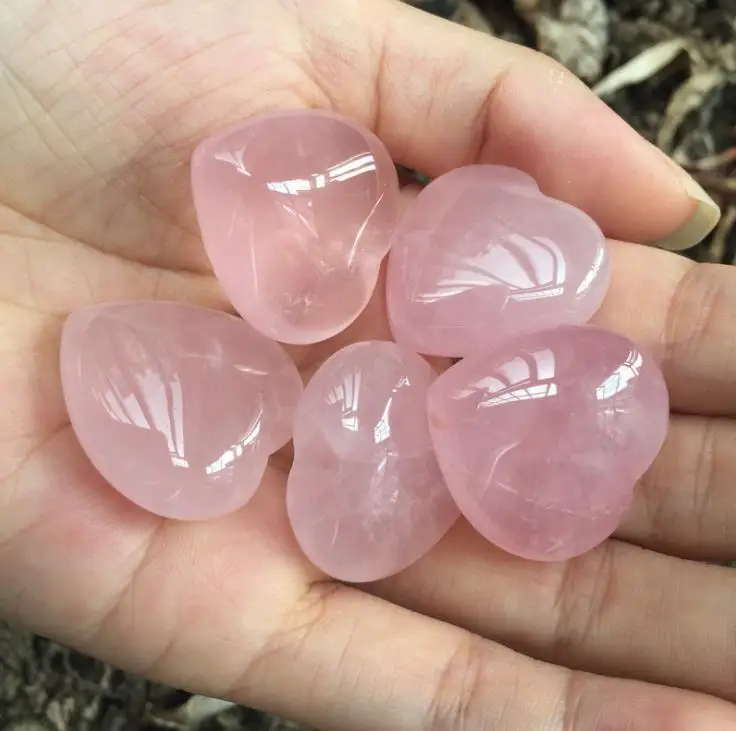 Party Gift Natural Rose Quartz Heart Shape Love Mini Crystal Chakra Healing Home Decor Stone Loves Gems DIY Jewelry SN253