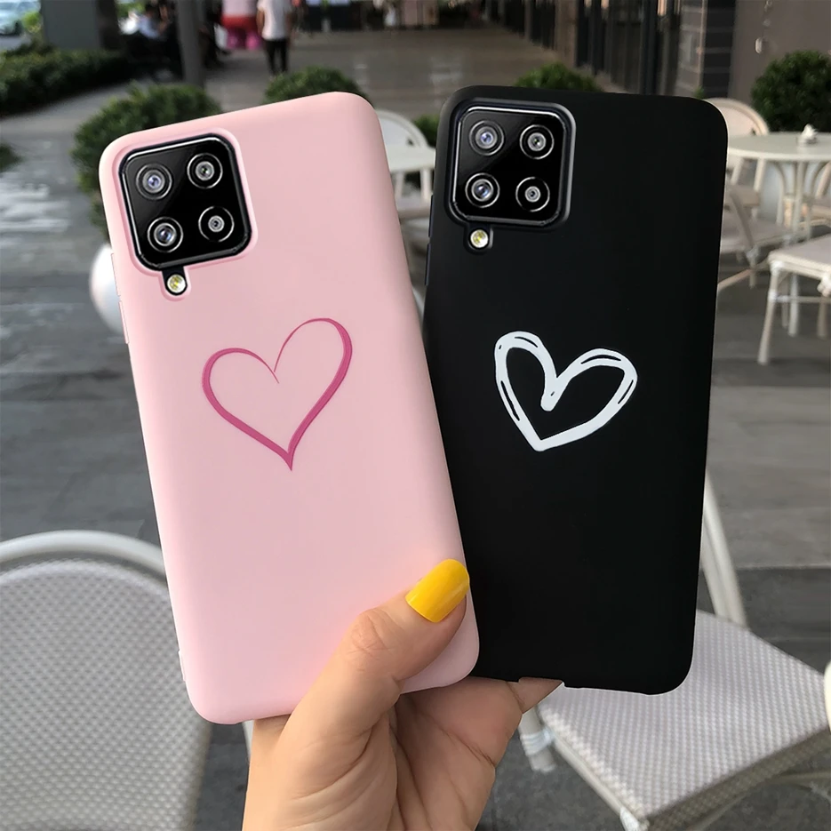 Cute Love Heart Cover For Samsung Galaxy F62 Case M62 Soft TPU Fundas Protective Shell For Samsung A12 F12 M12 Shockproof Bumper