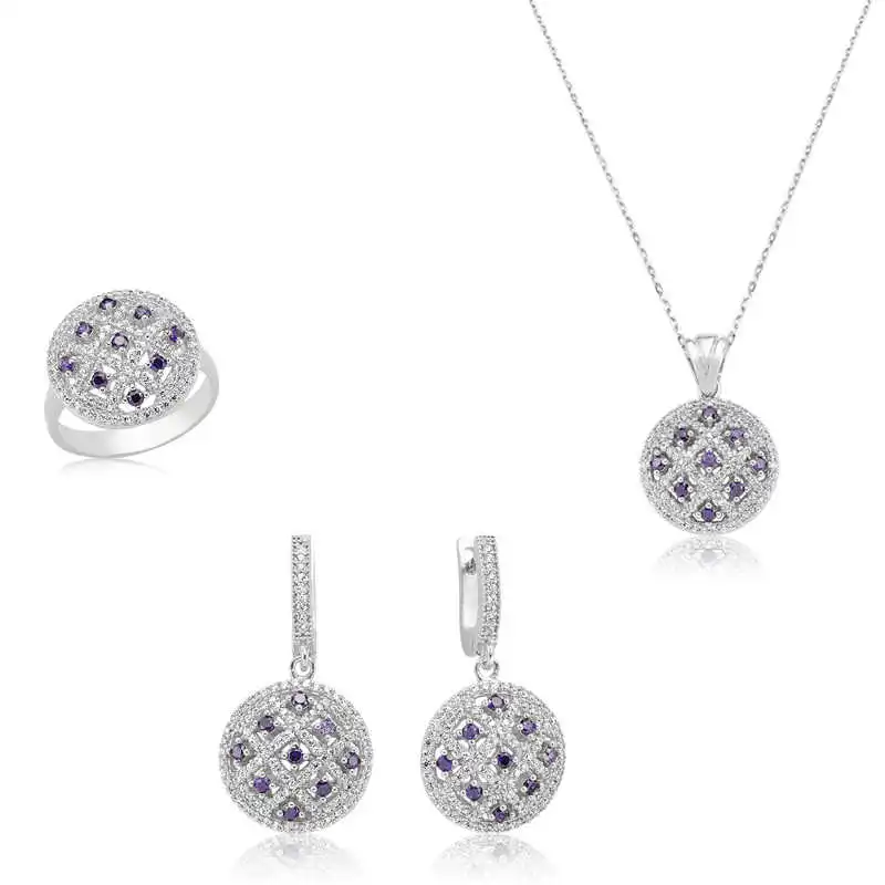 Silver Zircon Stone Women 'S Set