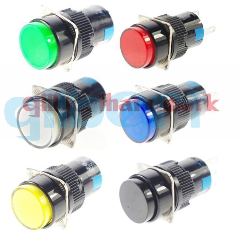 2pcs 16mm Hole Colors Without Lights 1NO 1NC/2NO 2NC Contact 3/6 Pins Momentary/Maintained Push Button Switches