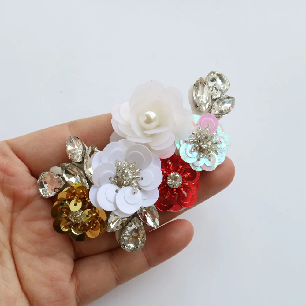 Mode 3D perlen blume Patches für Kleidung nähen auf rhinestonen bär parches Appliques Dekoration Abzeichen parches – Detail 5