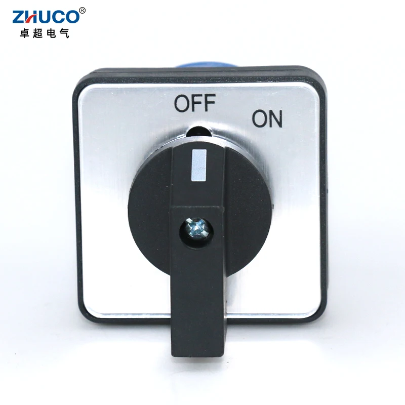 ZHUCO SZW26/LW26-20 20A 660V OFF-ON One Pole Two Position 64X64 48X48 mm Panel Electric Rotary Universal Changeover Cam Switch