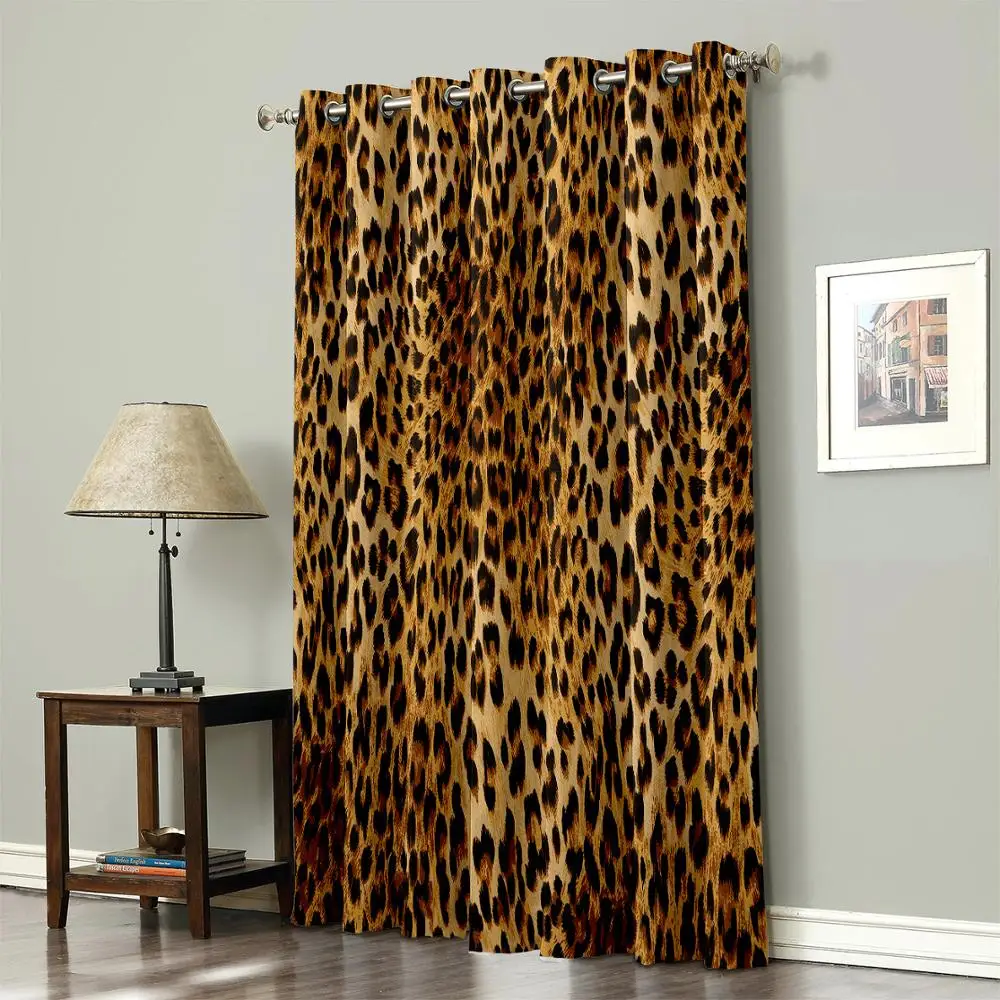 Wild Animald Leopard Window Curtains Living Room Outdoor Fabric Drapes Curtain Home Decor