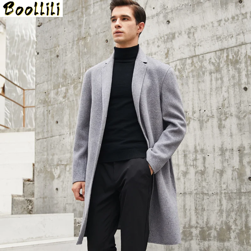 

Wool Boollili Double-faced Coat Men Korean Overcoat Spring Autumn Long Jacket Mens Coat and Jacket Abrigo Hombre