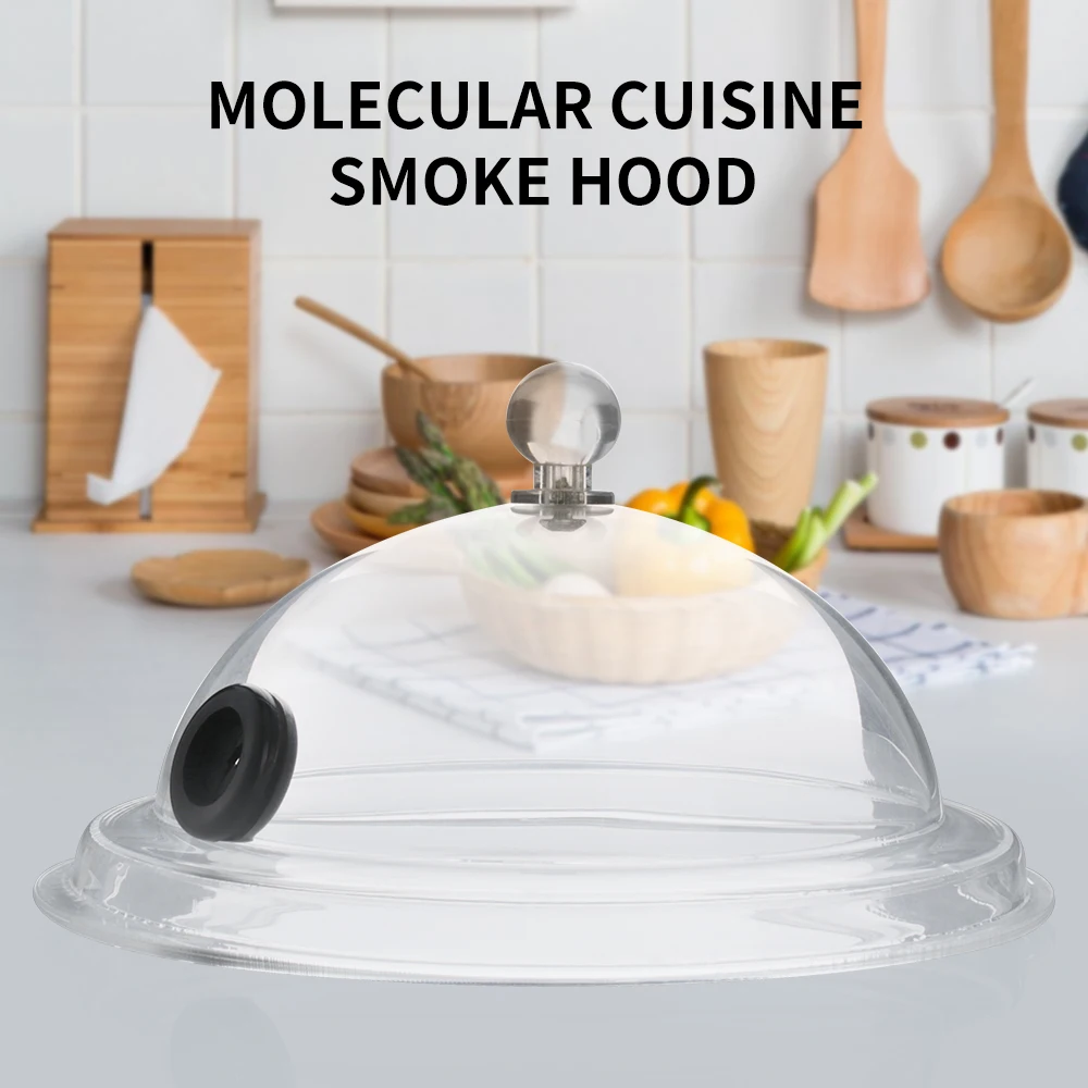 BORUiT 6/10/12 Inch Smoke Lid Molecular Cuisine Cover Hood For Smoking Food Cold Generator Kitchen Tool Cooking Meat BBQ Grill