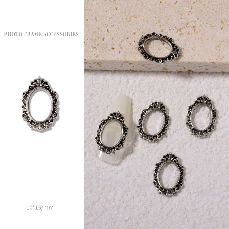 Retro Gold Metall 3D Charm Fotorahmen-Set mit Legierungs-Nieten Nagelkunst Maniküre Schmuck Zubehör-Kit - 5 Stück – Detail 10