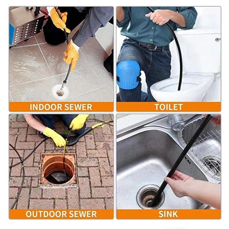 6~20 Meters High Pressure Washer Sewer Drain Water Cleaning Hose Professional Sewage Pipe Blockage Tools for Elitech Bort Daewoo