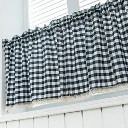 Short Curtain Through the Rod Kitchen Window Plaid Lace Valance Through Rod Drape Home Decor Bedroom Home Kitchen