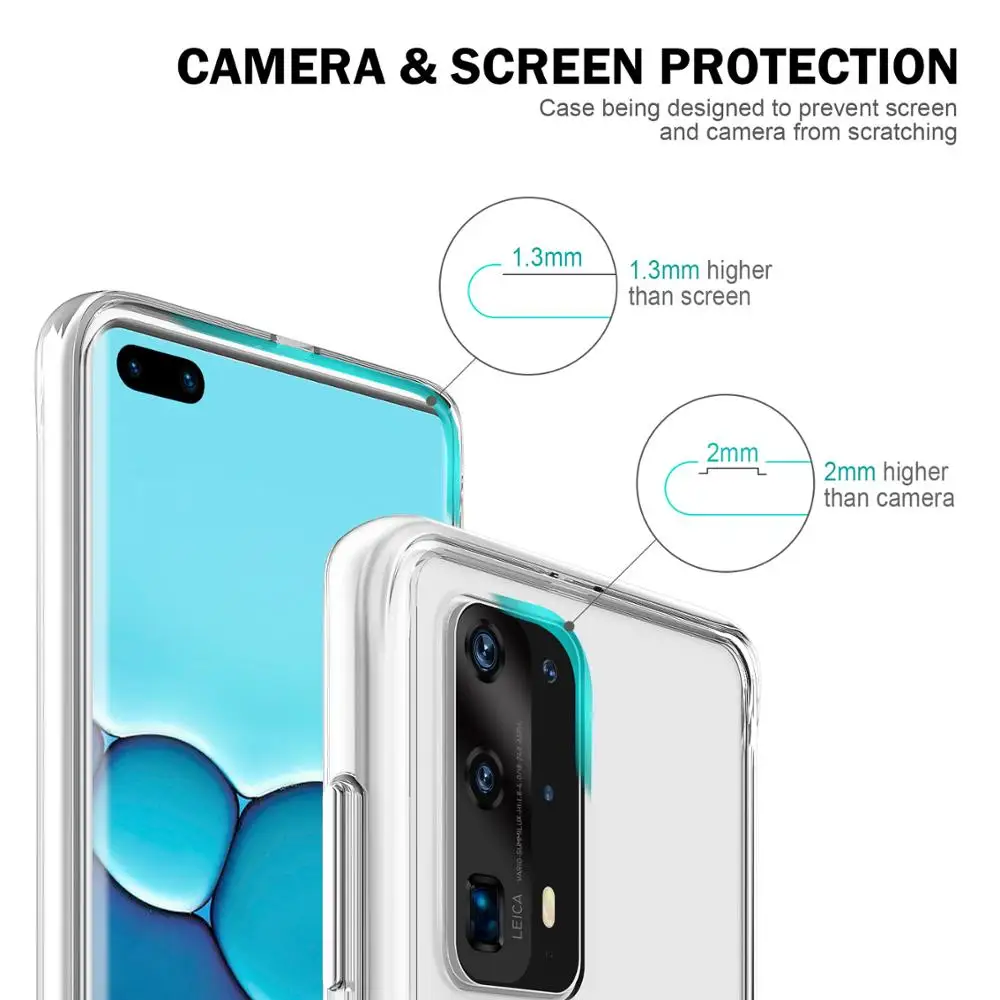 Transparent Shockproof Armor Case For Huawei P40 P50 P30 P20 Pro Mate 40 Pro Plus Full Clear Space Acrylic Cover
