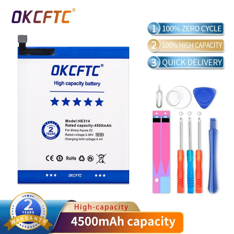 OKCFTC 4500mAh HE314 Battery for SHARP AQUOS Z2 A1 FS8002 HE312 for SHARP Z3 L900S FS8009 HE332 for SHARP S2 FS8010 AQUOS S2