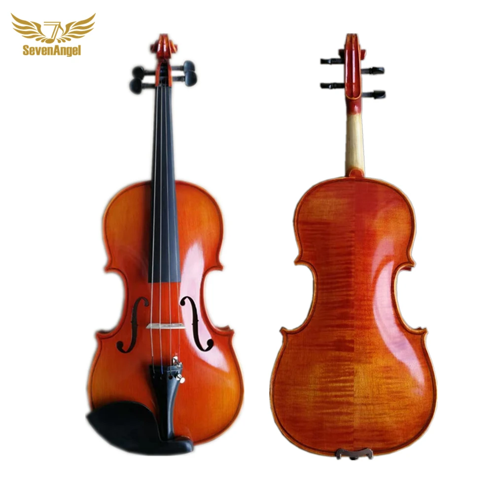 SevenAngel High-end Professional Violin 100% Hand Planed Board Solid Wood Naturel Flamed Maple 4/4 Spruce Plate Violion