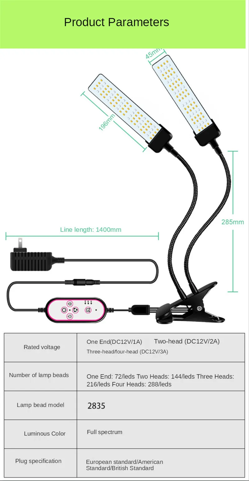 Luces de crecimiento para interiores, espectro Solar, lámpara de luz Ruit vegetal en maceta, 72/Led, luz Led de cultivo para jardín interior