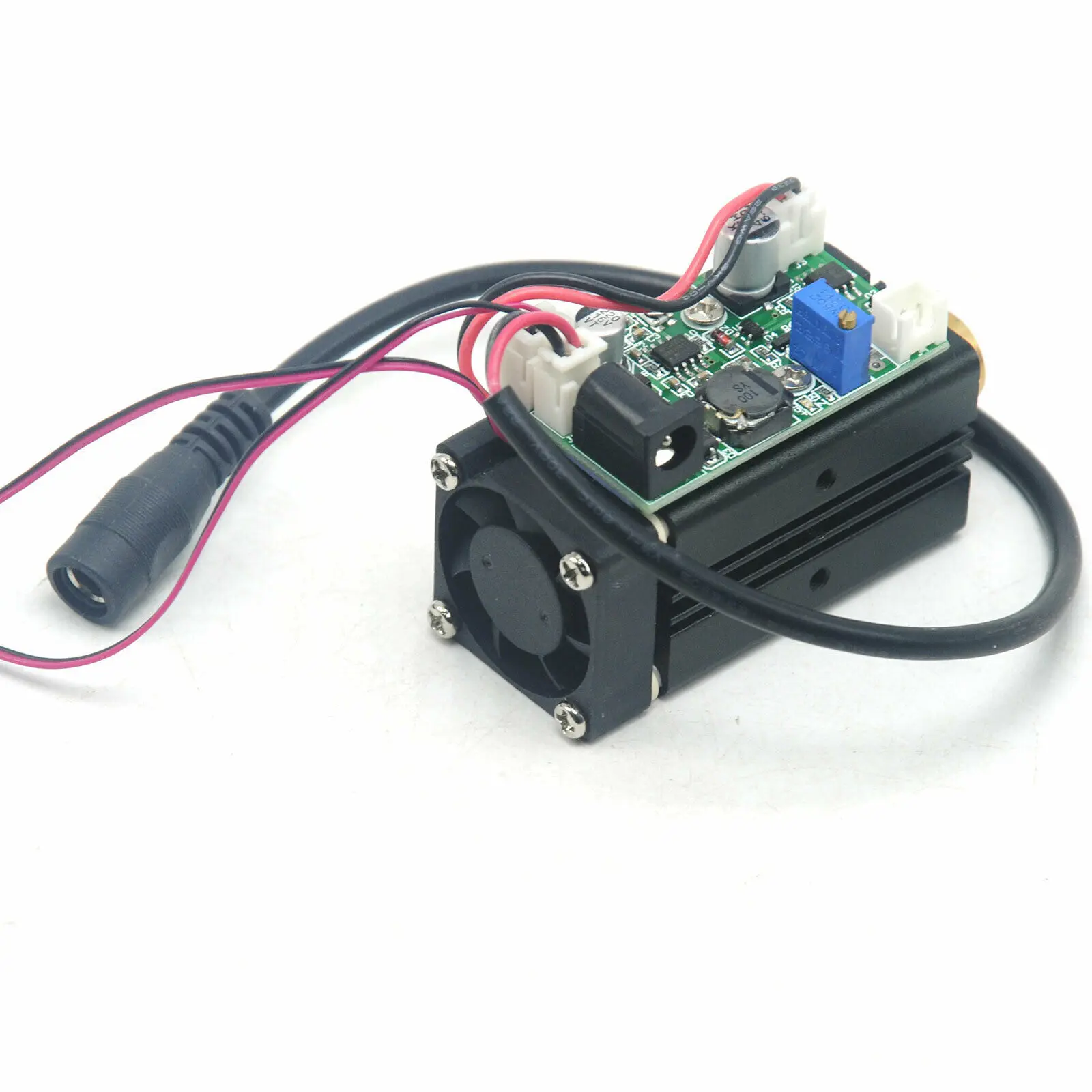 With12V Power Adapter 488nm 60mW Cyan-Blue Laser Dot Module Focusable Head Fan Cooling