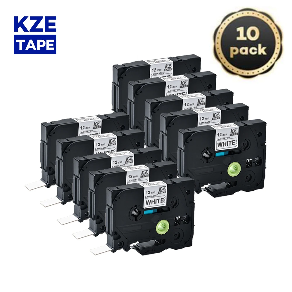 KZE 10pcs 12mm Multicolor label Tapes Compatible Brother tze-231 laminated tze231 132 133 134 135  for brother p-touch printer