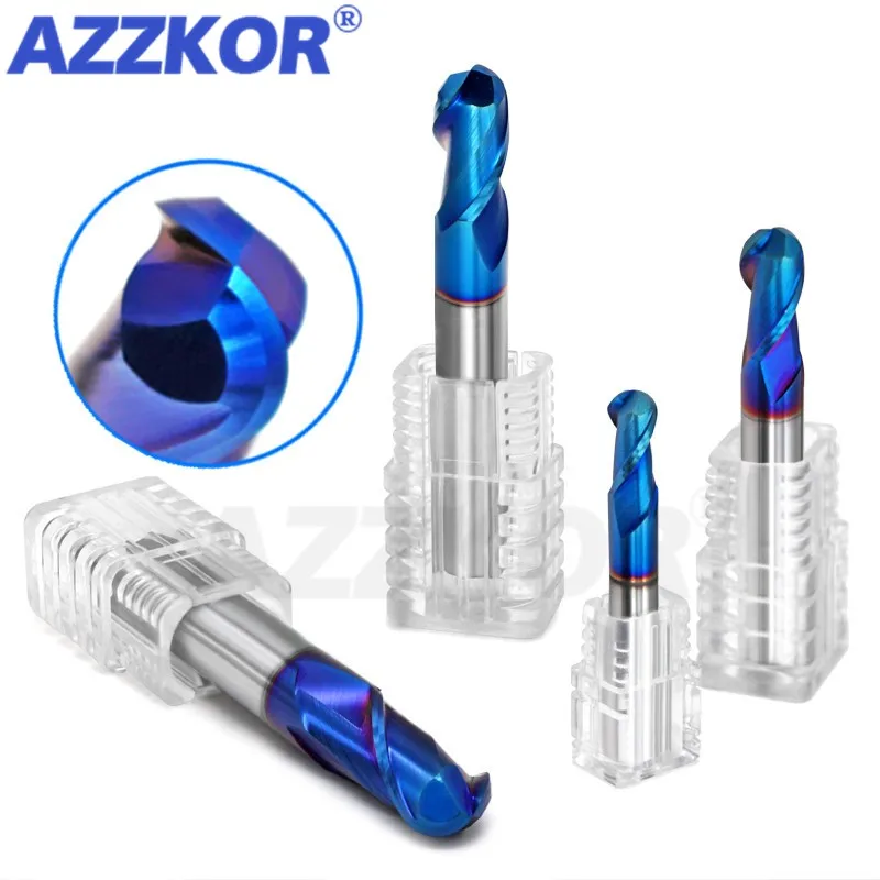 Milling Cutter Alloy Coating Tungsten Steel Tool Cnc Maching Hrc70 Ball Nose Endmills  AZZKOR Top Milling CutterMachine Endmill