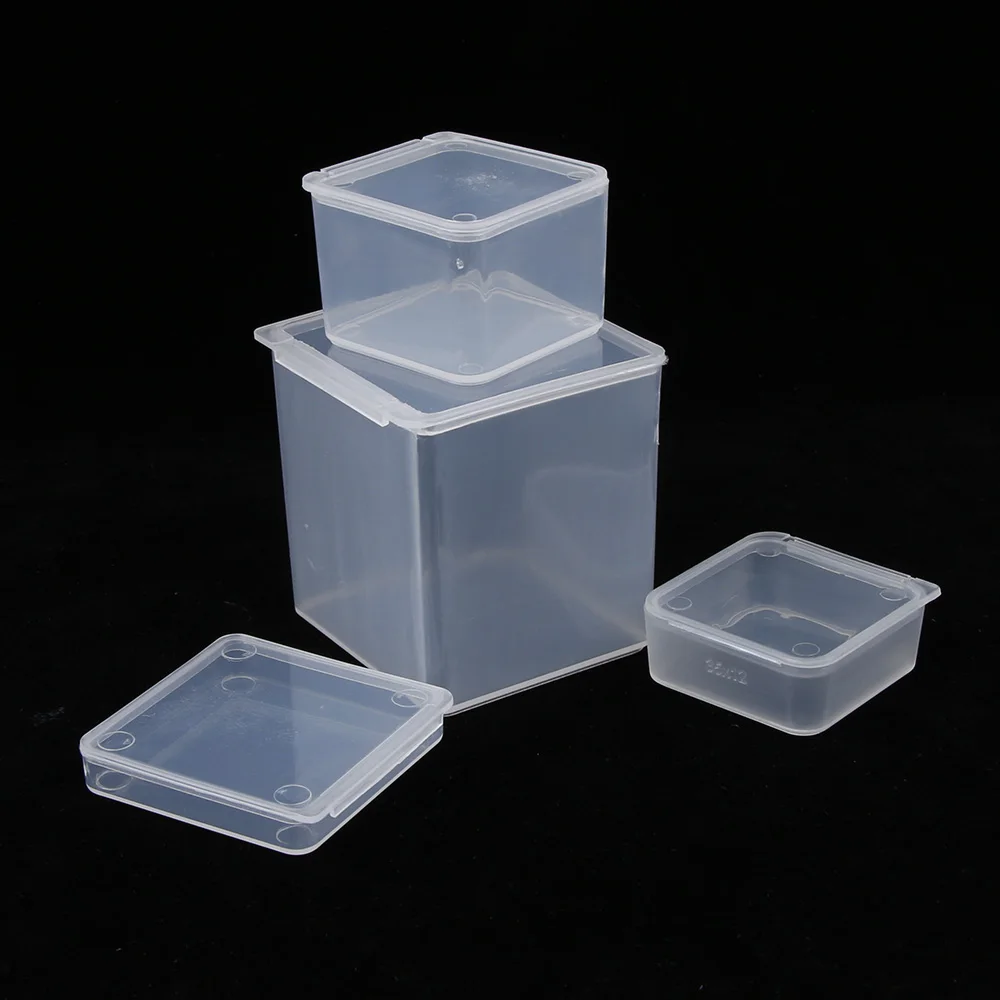 Mini cajas de almacenamiento transparentes para joyería, organizador de artículos diversos, estuche para manualidades de cuentas, cuadrados pequeños