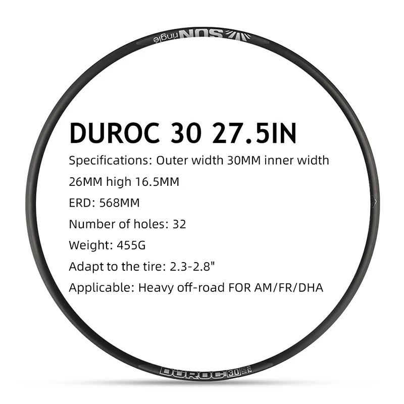 SUNRingle DUROC 30 35 40 Bicycle rim Aluminum alloy Mountain bike 29 27.5 inch 28H 32H AM/FR/DH Heavy off-road vacuum wheel rim