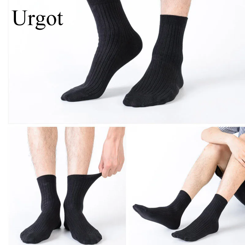 Urgot 3 Pairs Men Quality Socks Genuine Nano Silver Deodorant Long Tube Men's Socks Male Combed Cotton Meias Calcetines Hombre