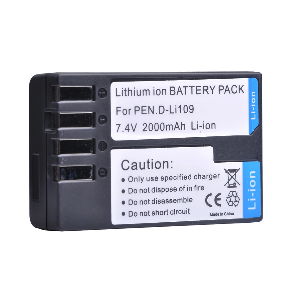 4PC 2000mAH D-Li109 D Li109 DLi109 Rechargeable Camera Battery for Pentax K-R K-2 KR K2 KR K30 K50 K-30 K-50 K500 K-500 Bateria