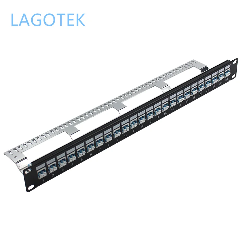 1U 19''  24 Port Sc  24x LC Duplex Straight-through  Fiber Patch Panel  Sc  Lc Adapter  Distribution Frame   fiber keystone jack