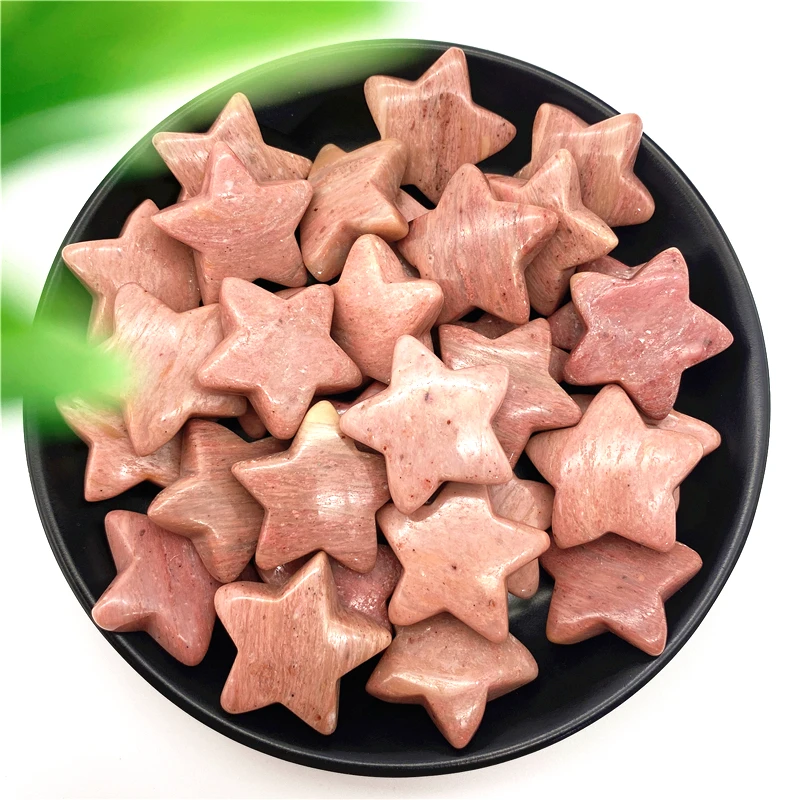 1/2PCS Natural Pink Petrified Wood Stone Star Shaped Stone Ornaments Healing Gemstone Home Decoration Lucky Stones DIY Gift