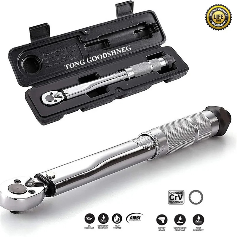 1/4 inch Adjustable Preset Torque Wrench 5-25Nm Metric for Bikes/Motorcycle/Cars Repair Hand Tool with Storage Case