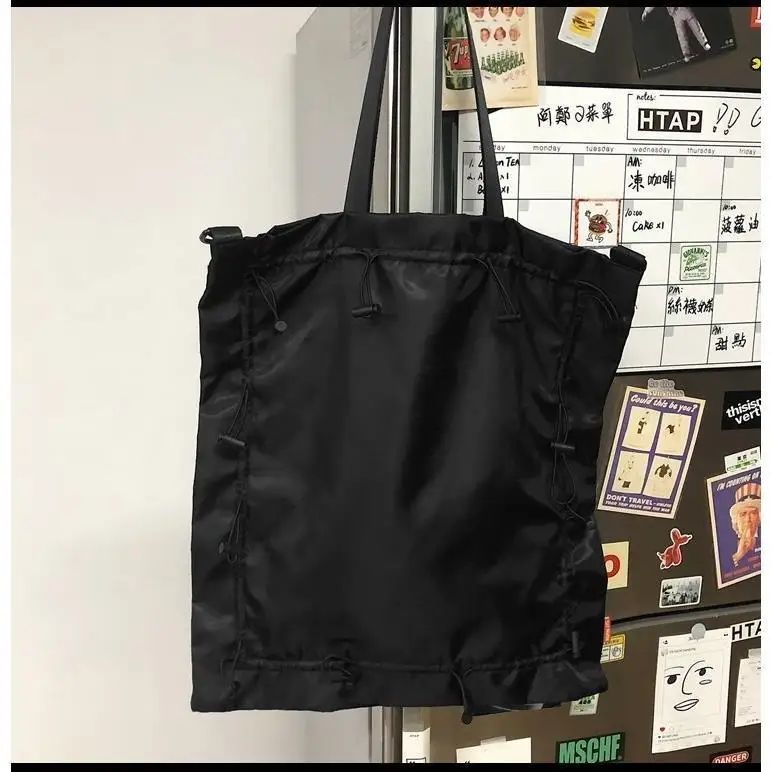 Women Tote Bag Korean Fashion Nylon Ruched Solid Vintage SOFT Shoulder Bags Handbags High-Capacity Girls Bag Travel Bag