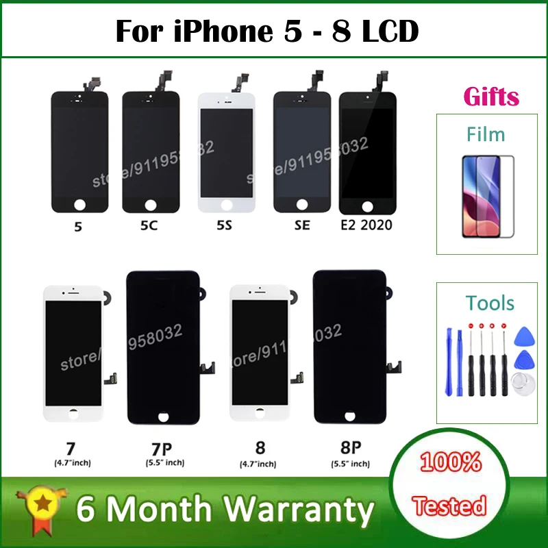 AAA+++ Tested Screens For iPhone 7 LCD Diaplay For iPhone 5 6S 6Plus 7Plus 8Plus LCD Digitizer Assembly For iPhone SE LCD Screen