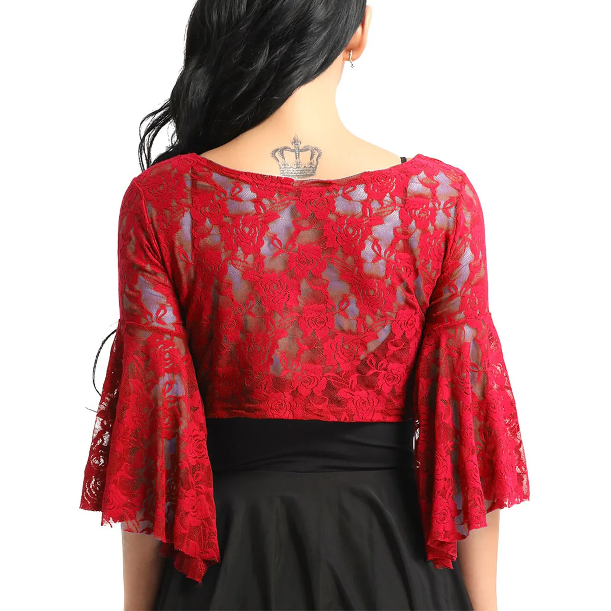 สตรีแขนยาว Belly Dance Top Sexy Lace Shrug Cardigan Wraps ชุดเต้นรำบัลเล่ต์ยิมนาสติก Cover Up