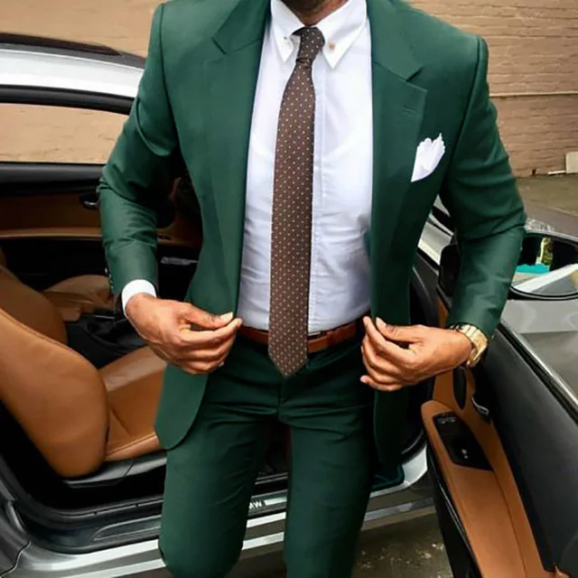 

2021 City Casual Gentleman Dark Green Wedding Groom Men Suits Costume Homme Mariage Terno Masculino Slim Fit Best Man Blazer