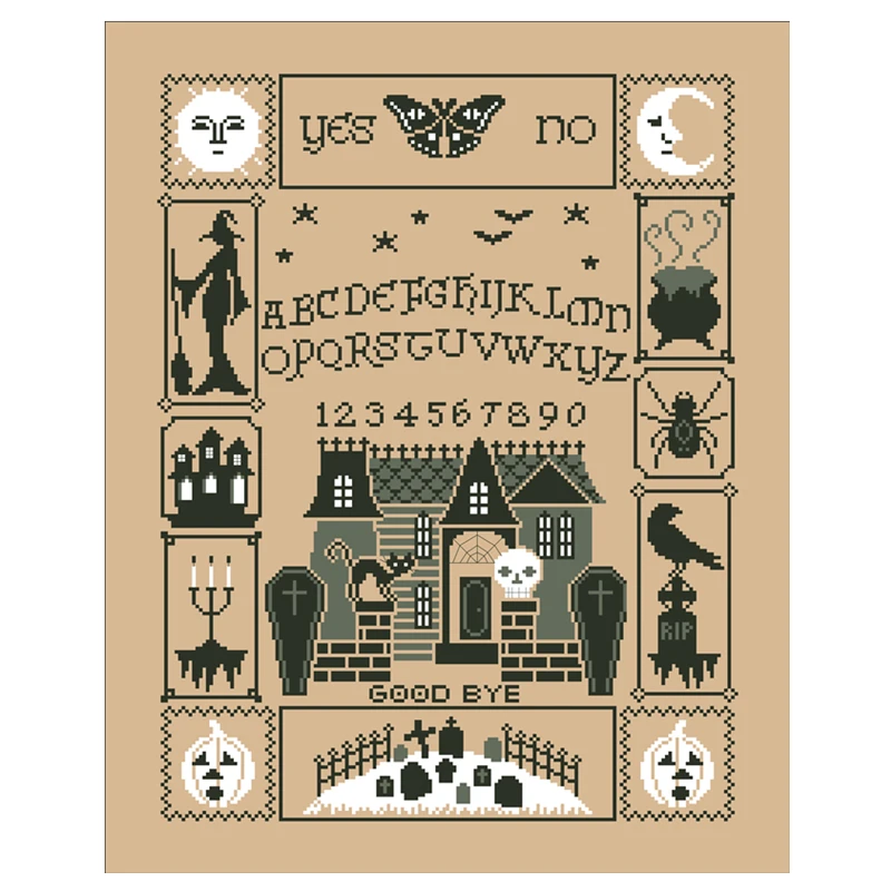 Halloween ouija cross stitch kit cartoon pattern design 18ct 14ct 11ct linen flaxen canvas embroidery DIY needlework