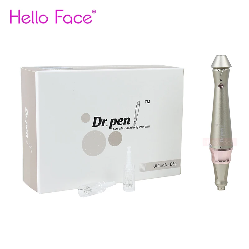 Dr. pen-pluma Derma dorada recargable Ultima E30-W, dispositivo de microagujas con 2 agujas de bayoneta de piezas, Original