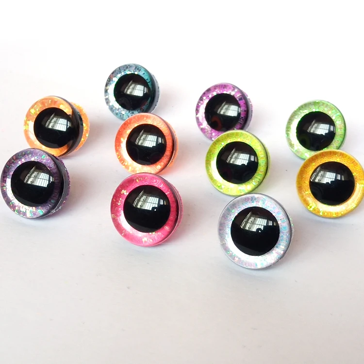 14-25mm New Toy Safety Eyes 3D Doll Eyes + Jelly Color Fabric + Washer For Diy Plush Doll