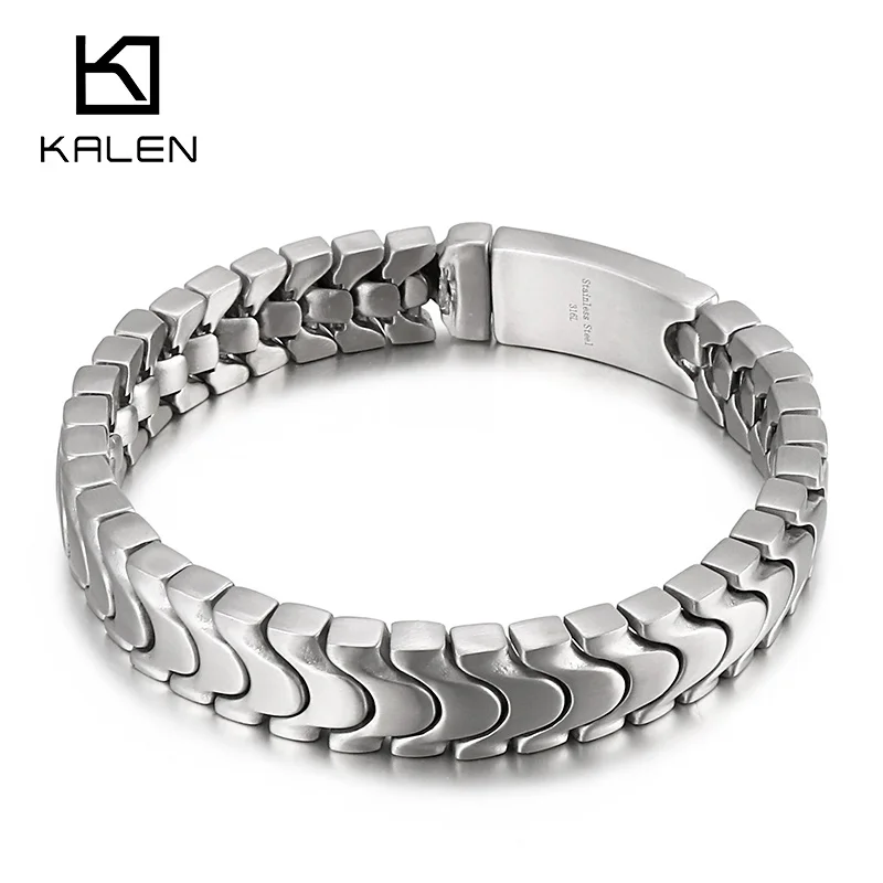 

12mm Burshed Chain Mens Bracelet Accessories Gothic Biker Jewelry Male Dropshipping