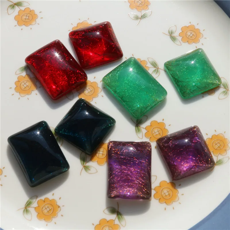 New style 50pcs/lot color print geometry square/rectangle shape flatback beads diy jewelry earring/garment accessory