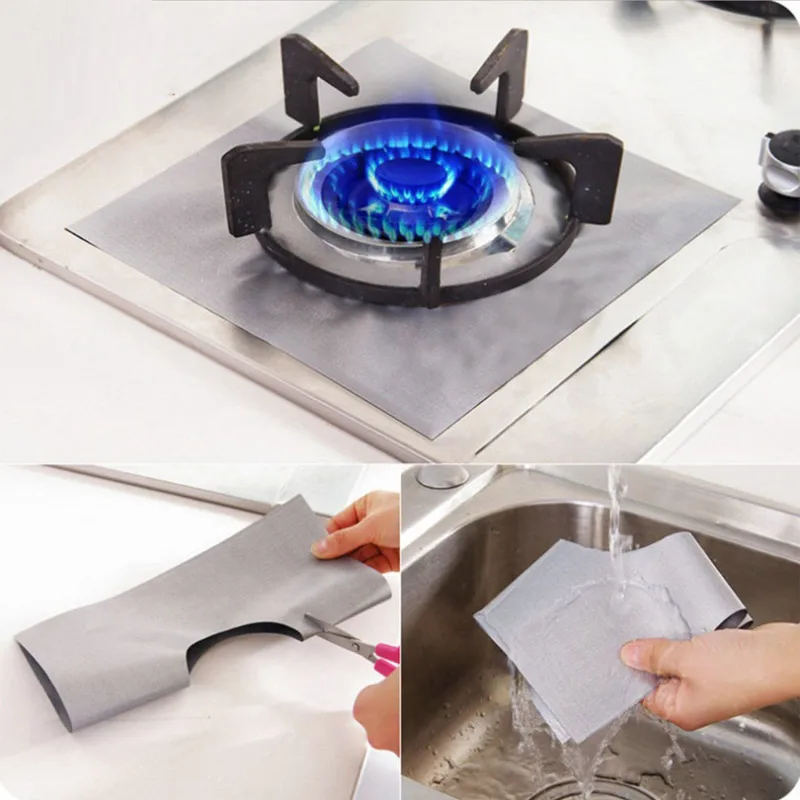 1/2/4pcs/set Gas Stove Protector Cooker Cover Liner Clean Mat Pad Kitchen Gas Stove Stovetop Protector Kitchen Accessories Tools
