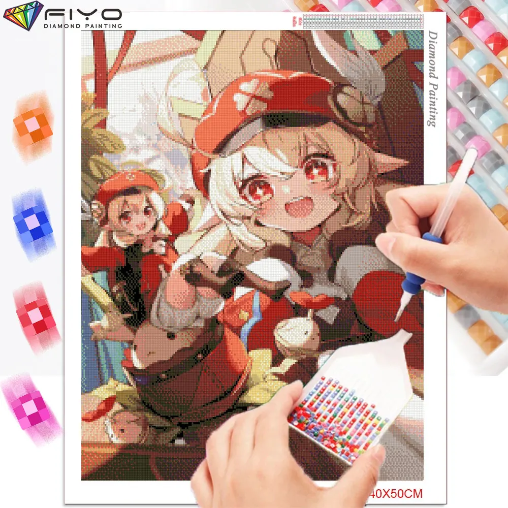 Diament malarstwo 5D DIY Anime Genshin wpływ mozaika z haftu diamentowego krzyż zestaw do szycia Home Decor rękodzieło pintura diamante