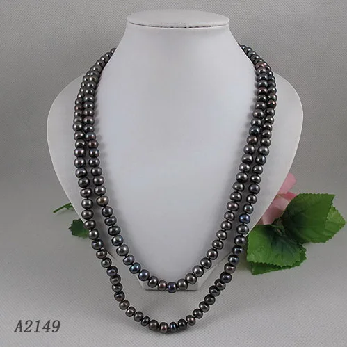 New Arrival Terisa Pearl Jewelry AA 8-9MM Black Round Freshwater Pearl Necklace 120cm Long ashion Birthday Party Women Gift