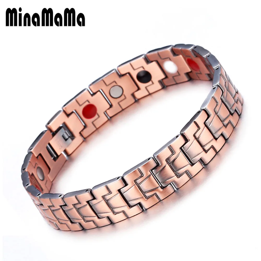 100% Pure Copper Germanium Magnetic Bracelet for Men Therapy Energy Bracelet Health Care Male Jewelry