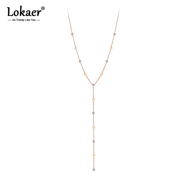 Lokaer Oryginalny nowy naszyjnik z kryształem CZ ze stali tytanowej Biżuteria Modny naszyjnik Choker dla kobiet N20069