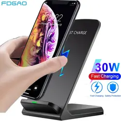 FDGAO 30W bezprzewodowa ładowarka stojak na iPhone 15 14 13 12 Pro Max 11 XS XR X 8 Samsung S23 S22 typ C szybkie ładowanie stacji dokującej