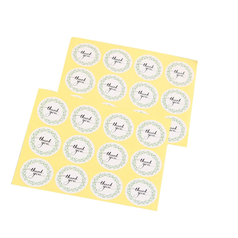 1200pcs/Lot Cute Thank you Round Green Leaf Seal Sticker DIY Multifunction Seal Sticker Gift Sticker Label