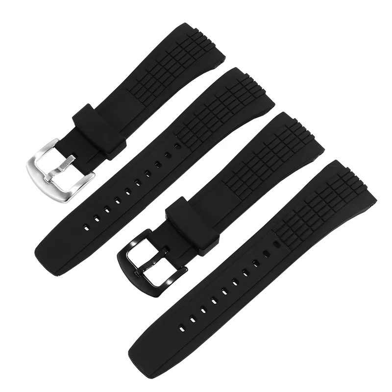 Substitute Seiko VELATURA Series Rubber Silicone Watchband 26mm Black With Pin buckle Strap Men\'s Bracelet