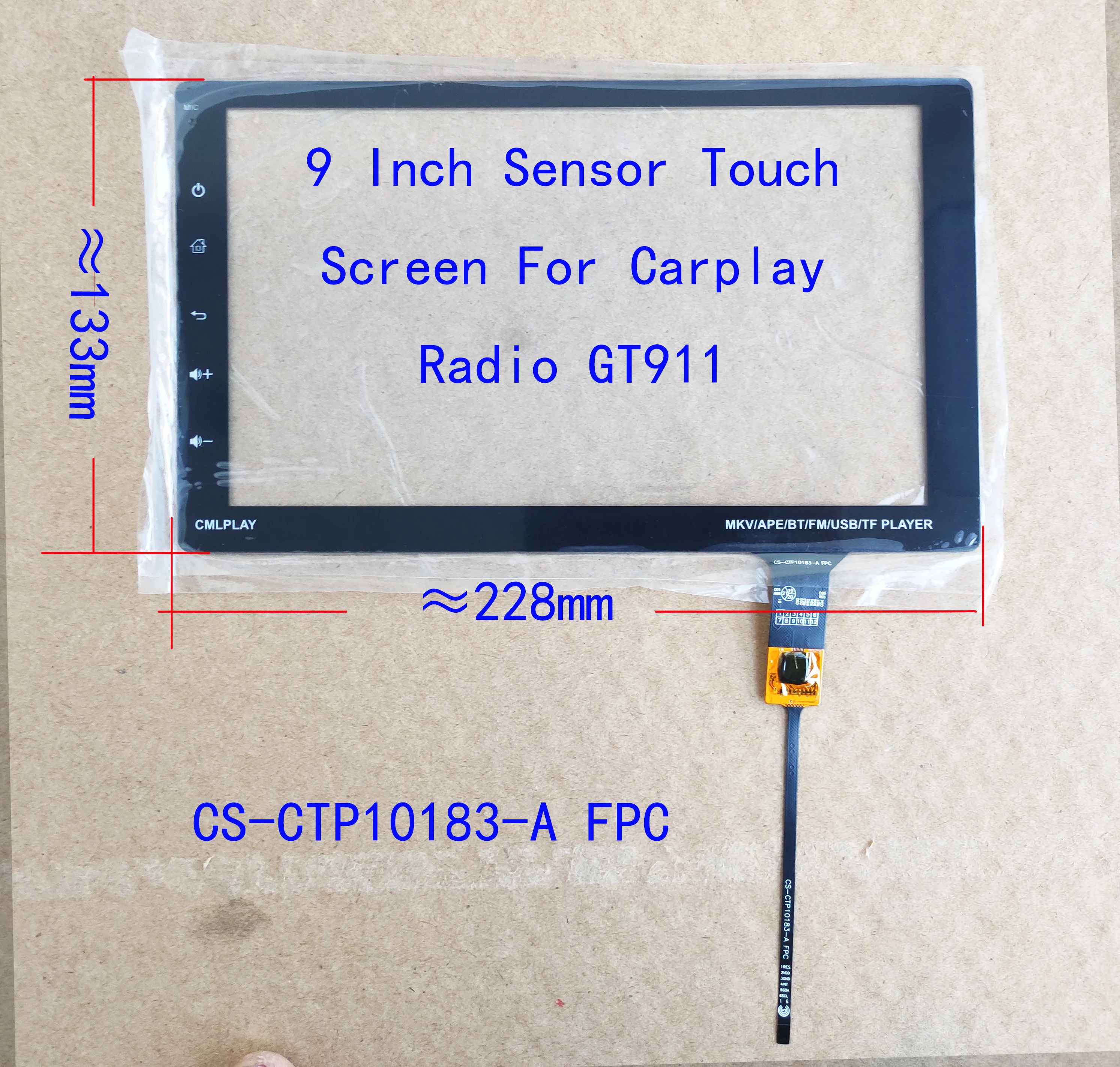 

9 Inch Touch Screen Sensor Digitizer For Radio Carplay Hand Writer Panel CS-CTP10183-A FPC GT911 6Pin CMPLAY