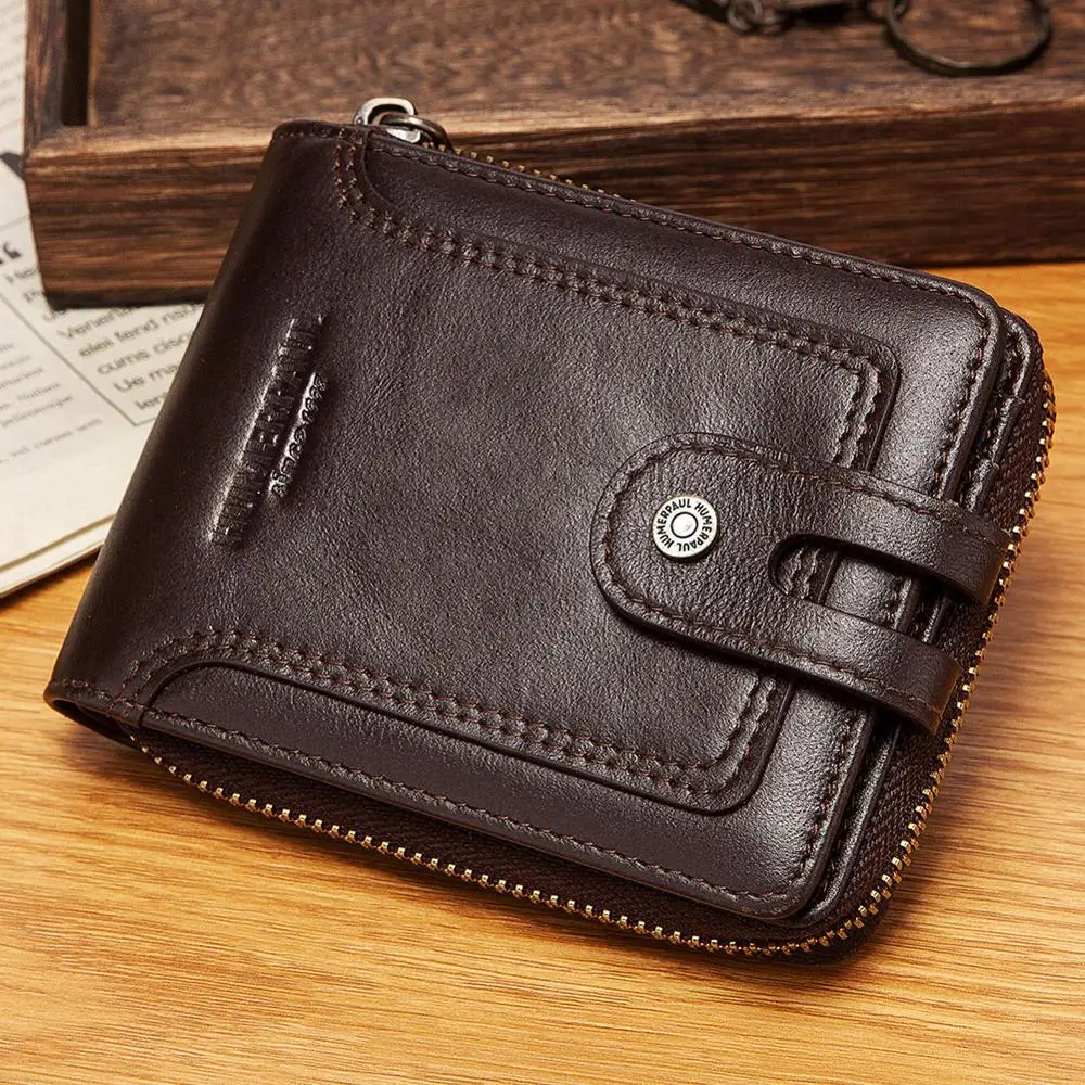 Fashion Men\'s Wallet Genuine Leather Purse Male Rfid Wallet Multifunction Storage Bag Coin Purse Wallet\'s Card Bags PORTFOLIO