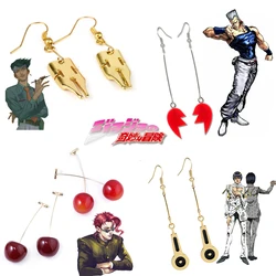 Anime JoJos Bizarre Adventure Earrings Kakyoin Noriaki Rohan Kishibe Cherry Drop Earrings for Women Men Cosplay Ear Clip Jewelry