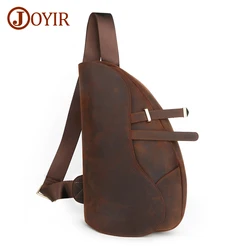 JOYIR Genuine Leather Shoulder Bags for Men Chest Bags Multifunction Crossbody Bag Vintage Cowhide Chest Packs Daypacks New