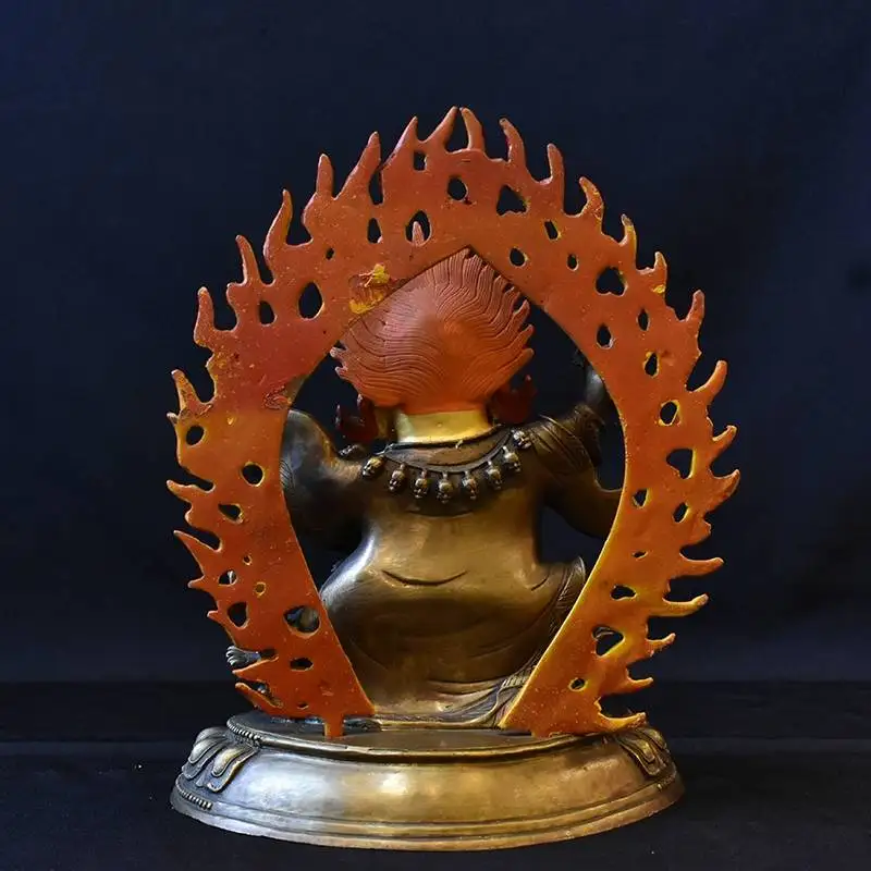 23CM tall good Buddha brass statue HOME family effective protection Tibetan Nepal Mahakala Bernagchen Buddha statue